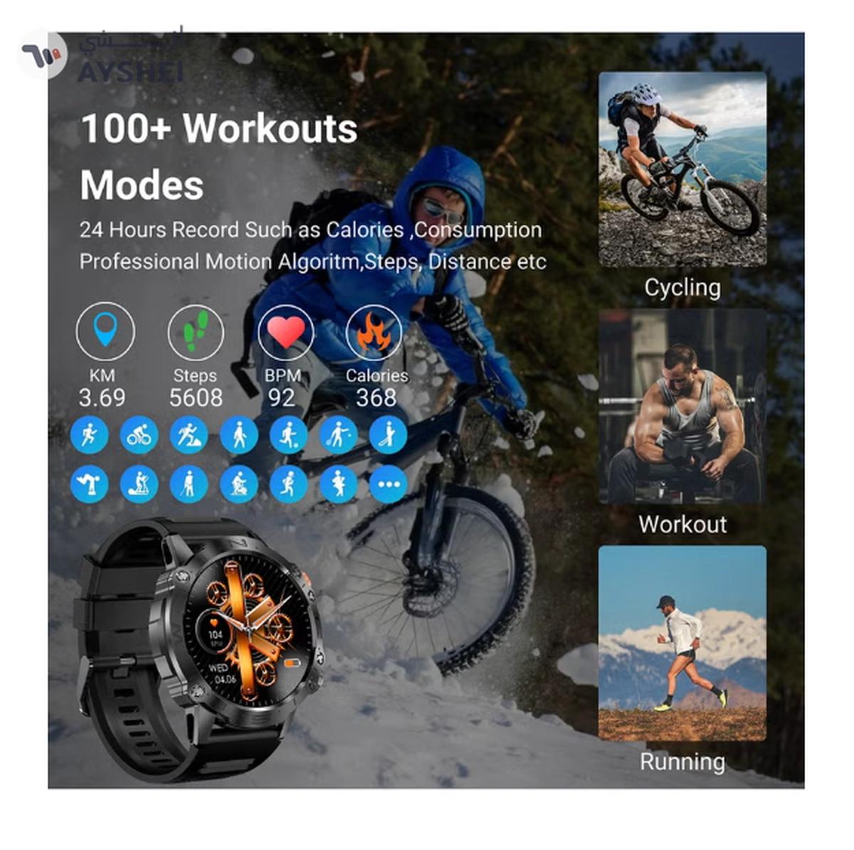 Armfit Dome Smartwatch For Men, AMOLED Always On Display Bluetooth Calling Waterproof Fitness Watches Compatible With Android iOS Black-1-landscape