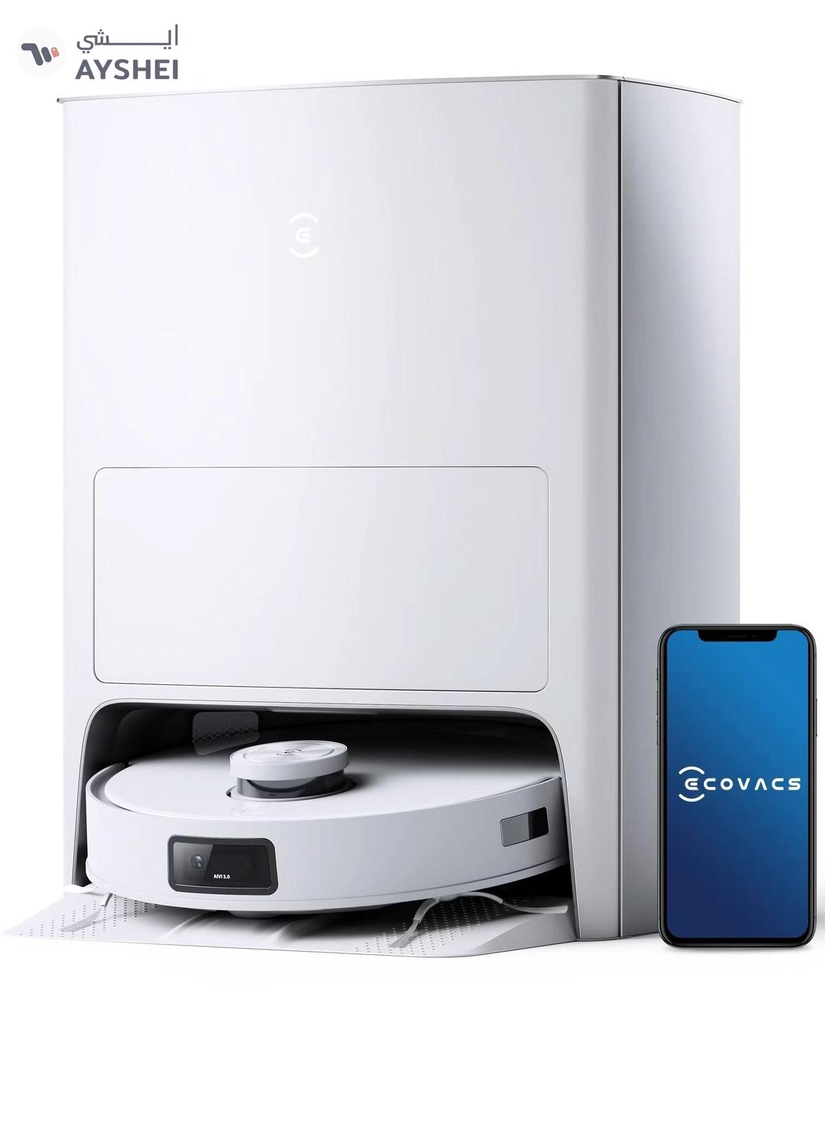 ecovacs DEEBOT X1 e OMNI Robot Vacuum Cleaner, Auto Mop Washing/Hot Air Drying/Auto-Emptying, 260 min, 4300+ sqft, Dual Mops, 3D Maps, Live Monitoring & Video Call, OK YIKO Voice Interaction 4 L 50 W DBX53 White-0-0