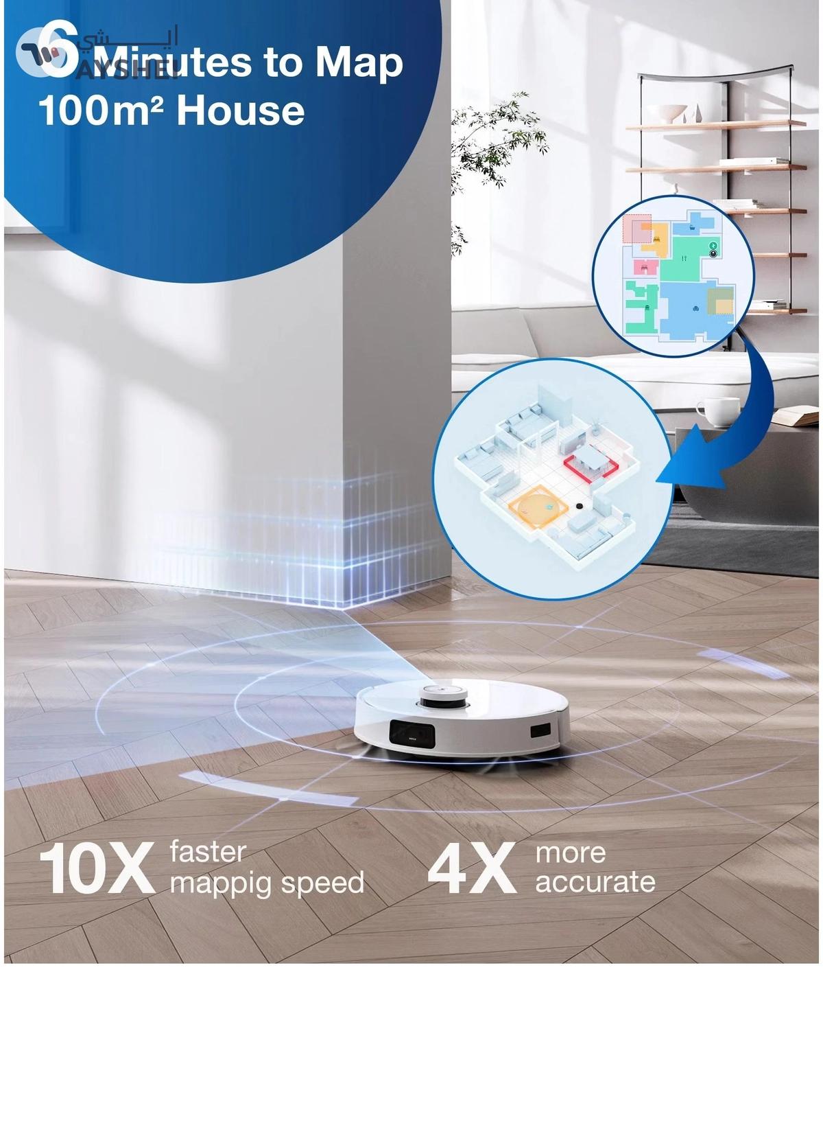 ecovacs DEEBOT X1 e OMNI Robot Vacuum Cleaner, Auto Mop Washing/Hot Air Drying/Auto-Emptying, 260 min, 4300+ sqft, Dual Mops, 3D Maps, Live Monitoring & Video Call, OK YIKO Voice Interaction 4 L 50 W DBX53 White-5-5