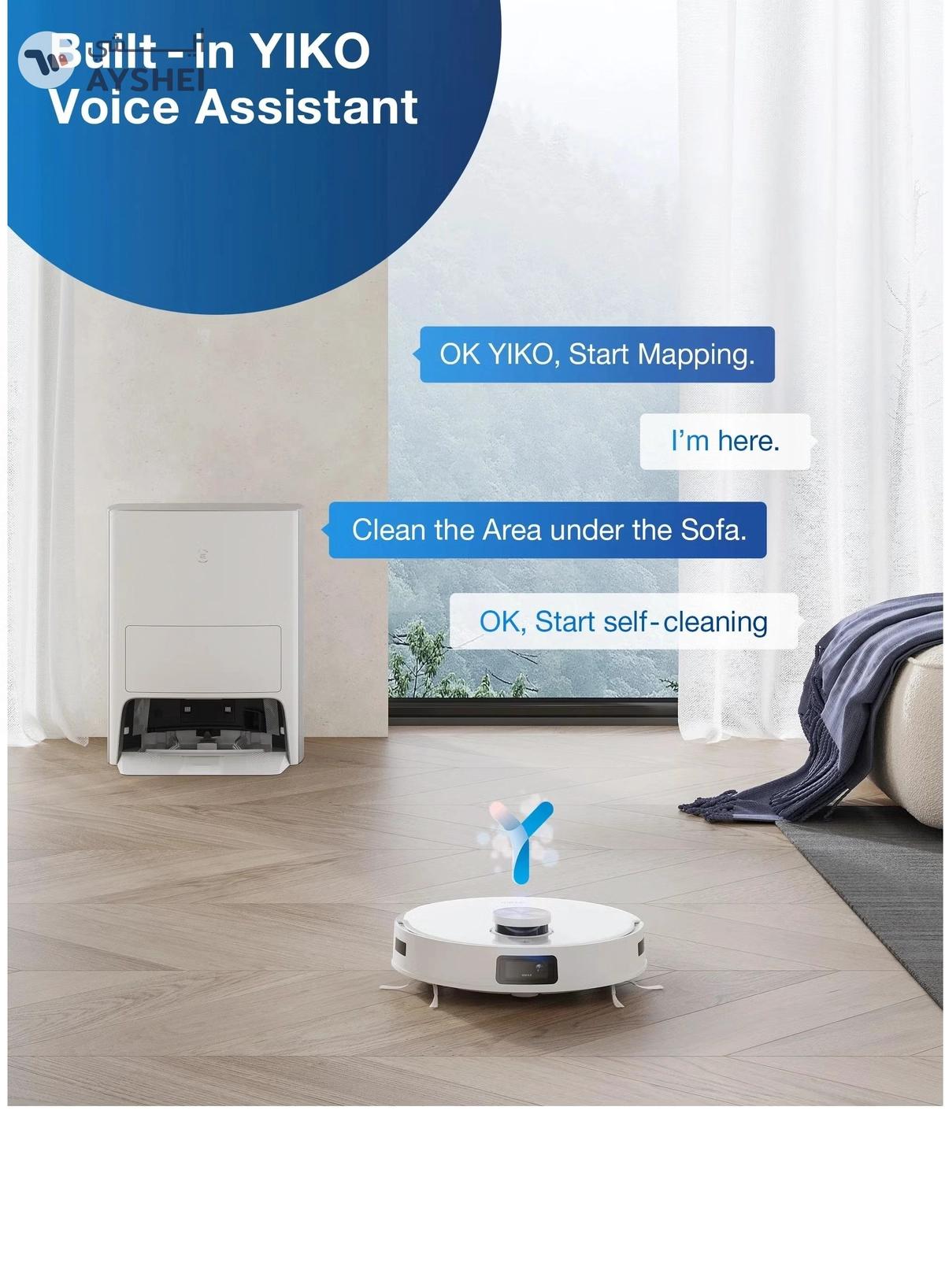 ecovacs DEEBOT X1 e OMNI Robot Vacuum Cleaner, Auto Mop Washing/Hot Air Drying/Auto-Emptying, 260 min, 4300+ sqft, Dual Mops, 3D Maps, Live Monitoring & Video Call, OK YIKO Voice Interaction 4 L 50 W DBX53 White-7-7