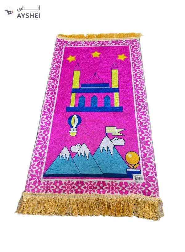 Generic Islamic Prayer Mat for Kids with Convenient Holding Bag-Pink