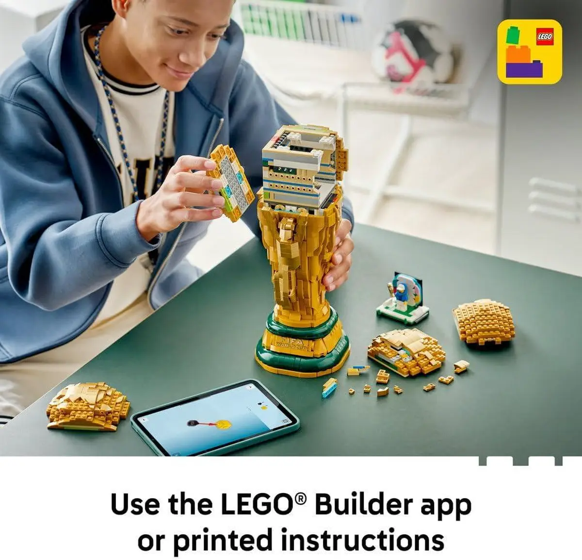 LEGO Editions FIFA World Cup Official Trophy Toy - 3D DIY Model Kit w/a Collectible Minifigure - Football-8-8