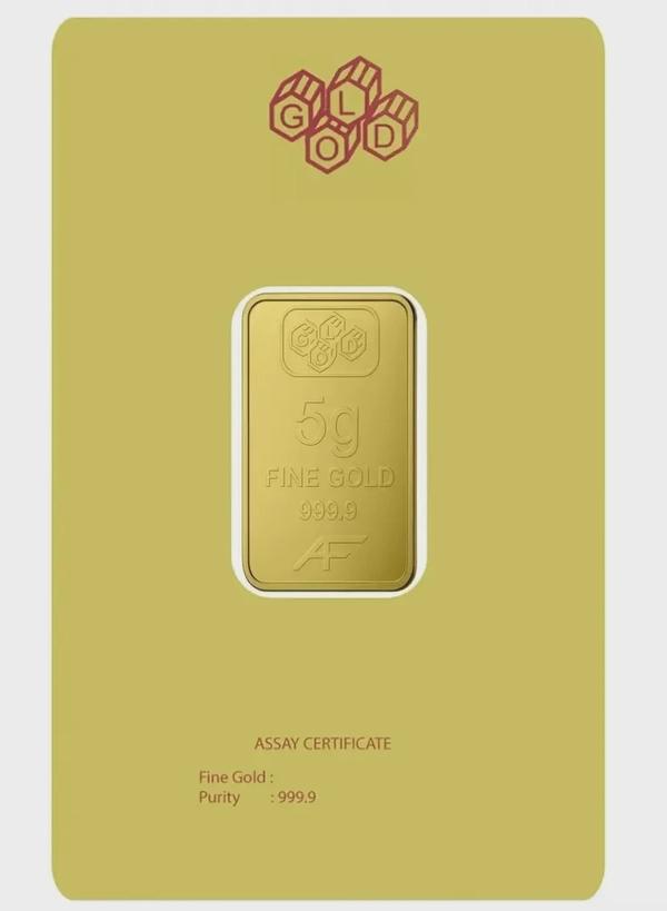 24K Gold Bar 5 gram Gold Bar Al Fardan UAE (999.9% Pure Gold) - Variable Design
