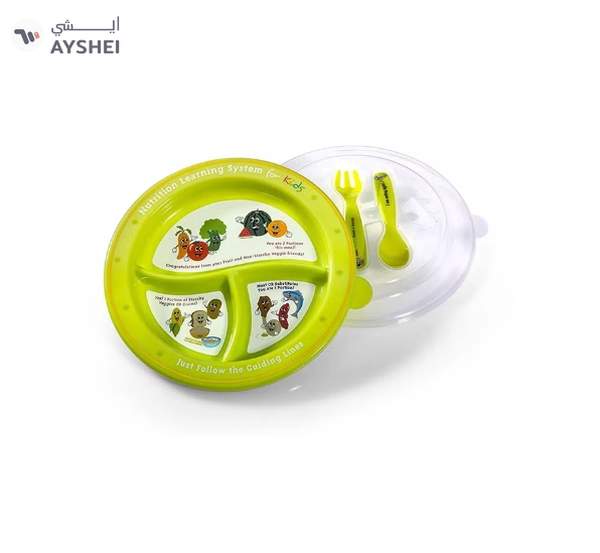 Precise Portions Set Of 3 Kids Nutrition Learning Plates Green/White 0.8kg