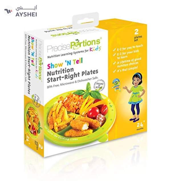 Precise Portions Set Of 3 Kids Nutrition Learning Plates Green/White 0.8kg