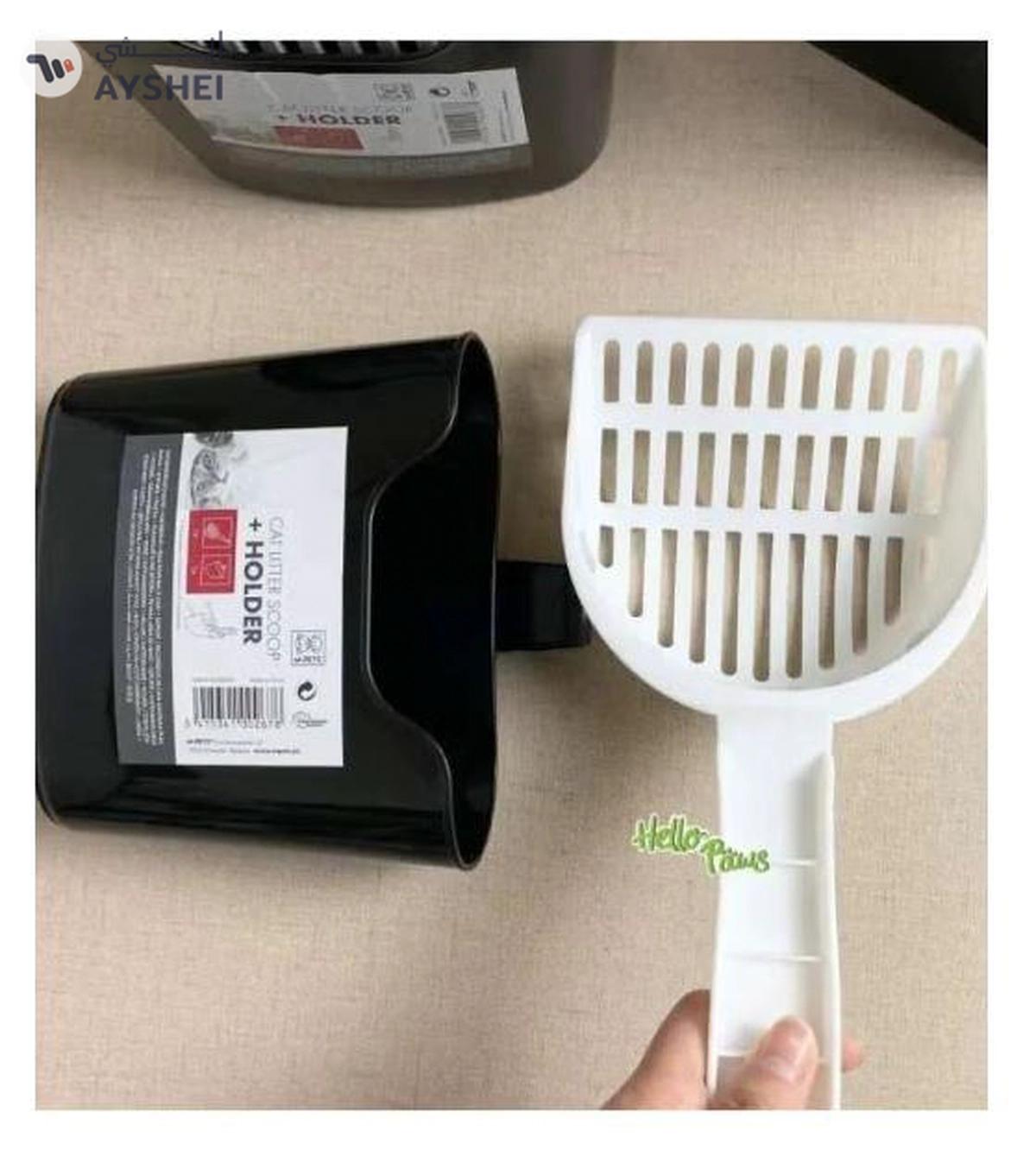 M-Pets Cat Litter Scoop + Holder Quality Plastic For Long Lasting Use, White-2-2