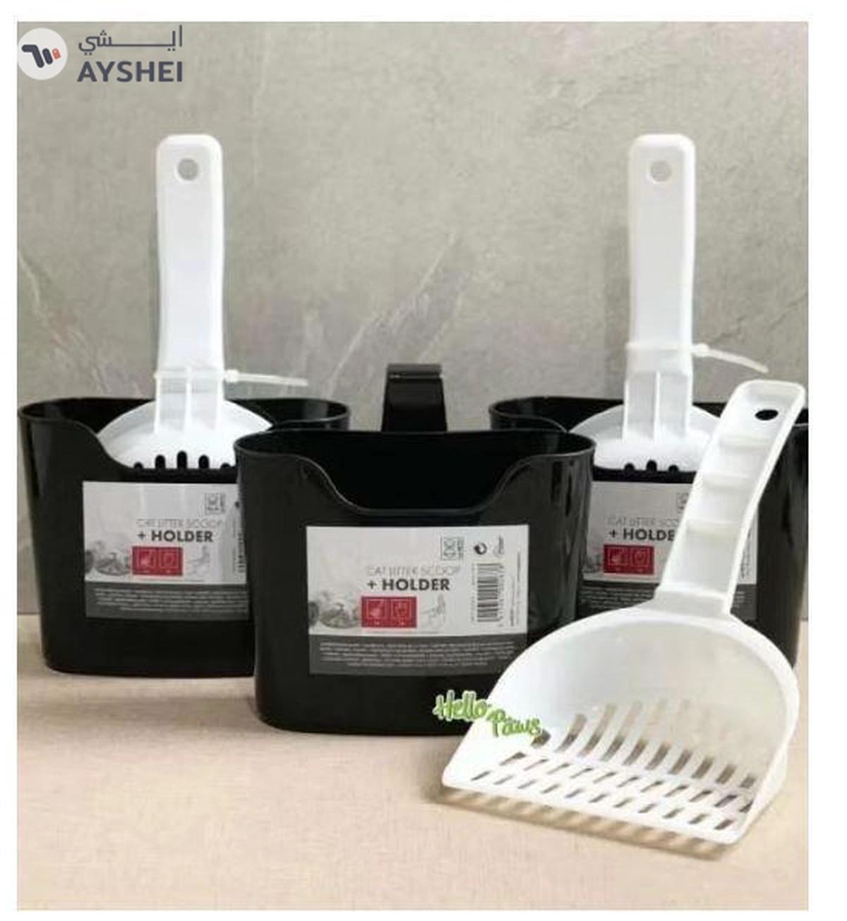 M-Pets Cat Litter Scoop + Holder Quality Plastic For Long Lasting Use, White-4-4