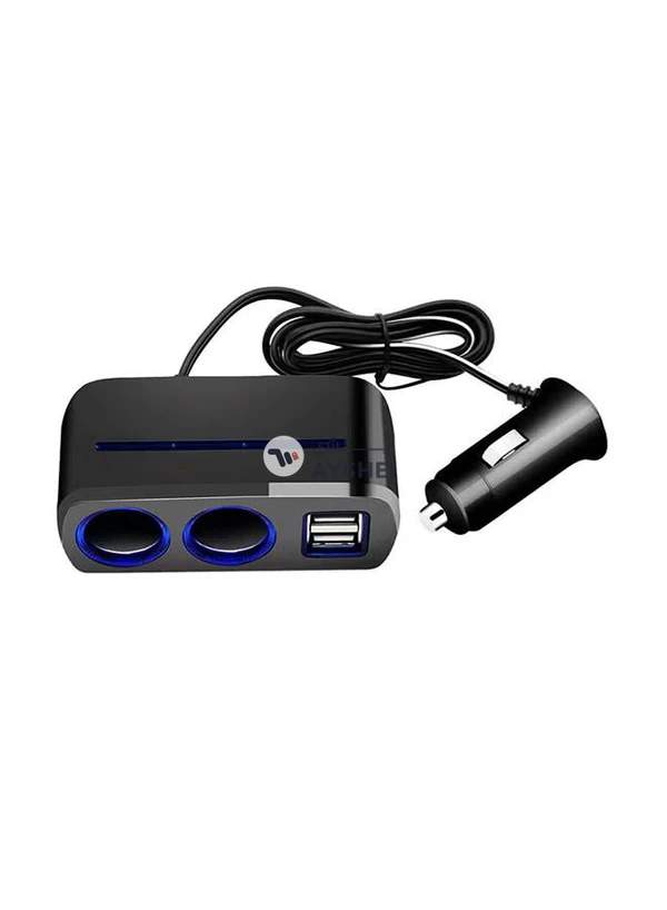 STAR SHINE Dual USB Car Charger With Cigarette Lighter Socket Black