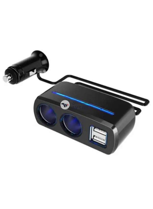 STAR SHINE Dual USB Car Charger With Cigarette Lighter Socket Black