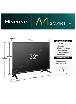 Hisense 32 Inch HD Smart LED TV With 60Hz, High Contrast, Natural Color Enhancer, Dolby