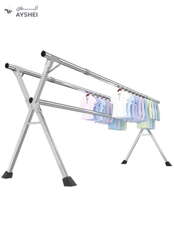 DubaiGallery Clothes Drying Rack for Laundry Foldable Free of Installation Adjustable Stainless Steel Garment Rack