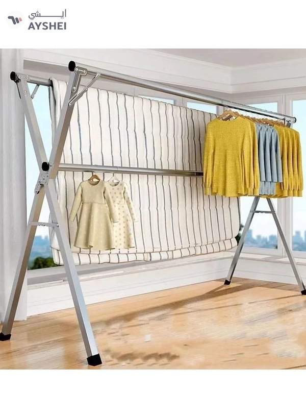 DubaiGallery Clothes Drying Rack for Laundry Foldable Free of Installation Adjustable Stainless Steel Garment Rack