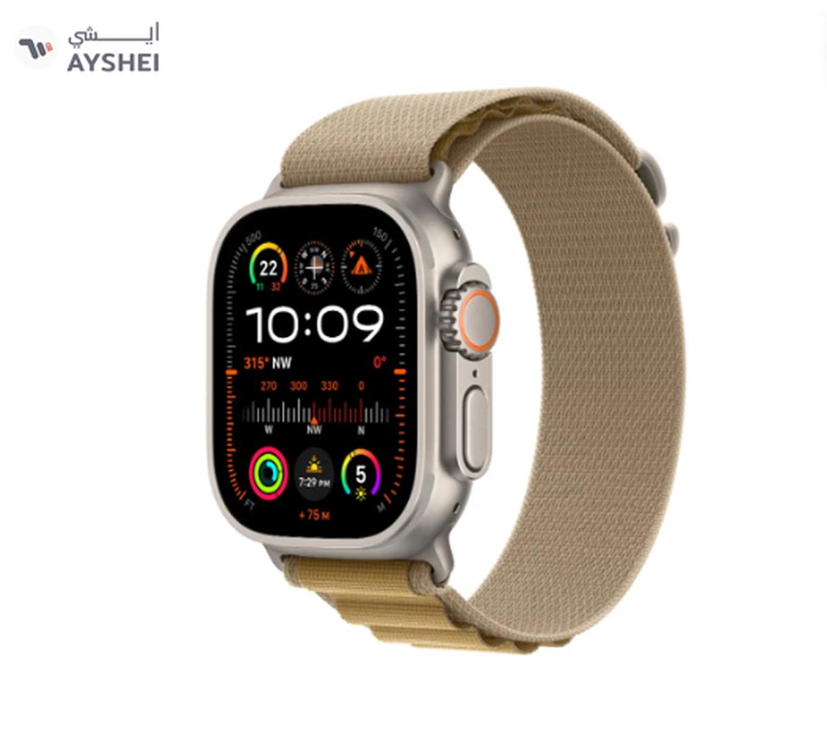 Apple Watch Ultra 2 (2024) GPS + Cellular 49mm Natural Titanium Case With Tan Alpine Loop - Medium-0-landscape