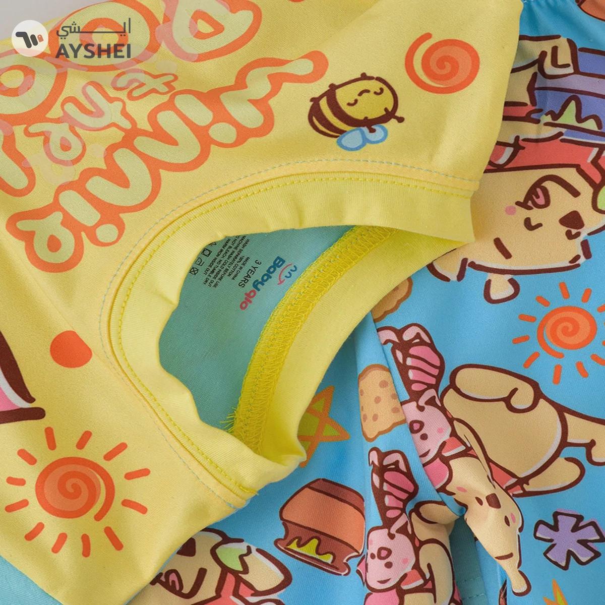 Babyqlo Cute bear glow in the dark print cotton top with pajama set for boys-1-1