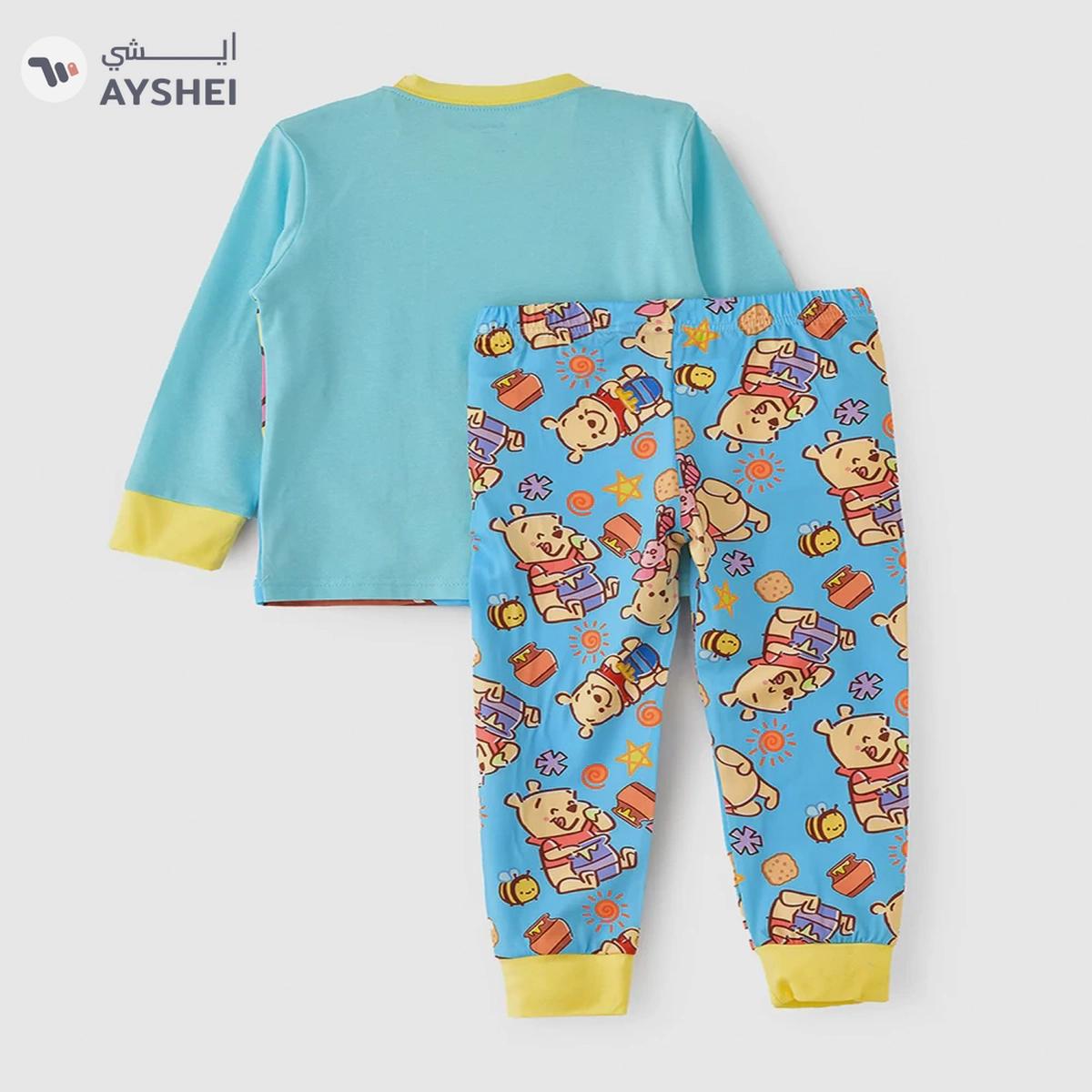 Babyqlo Cute bear glow in the dark print cotton top with pajama set for boys-1-portrait