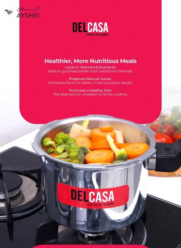 DELCASA Aluminium Durable Design Dishwasher Safe And Gas Stove Compatible High Quality Pressure Cooker 3Liters