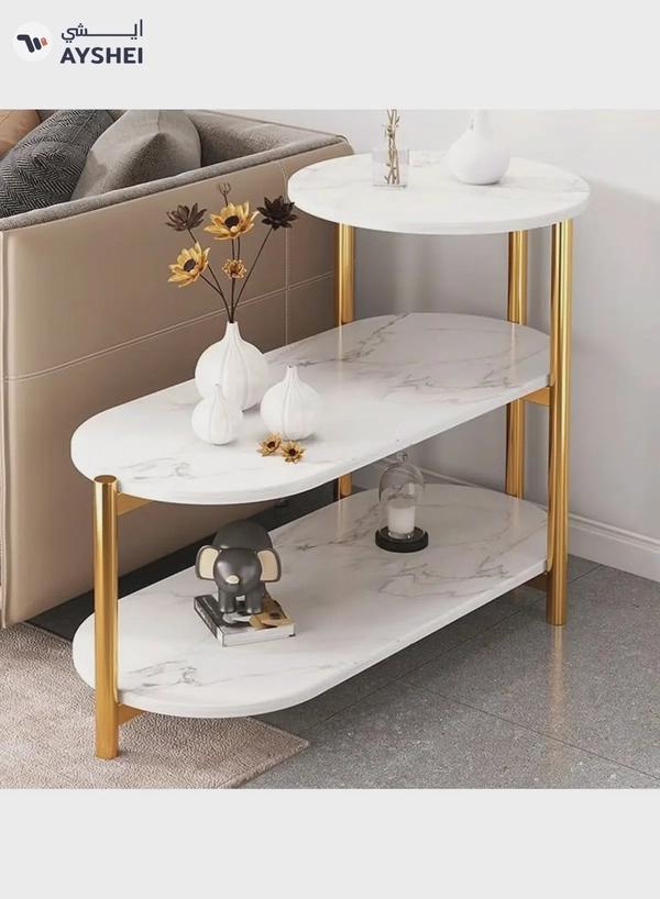 DubaiGallery Small Coffee Table 3 Shelves Sofa Side Table Corner Table Iron Frame Sideboard Living Room Side Table