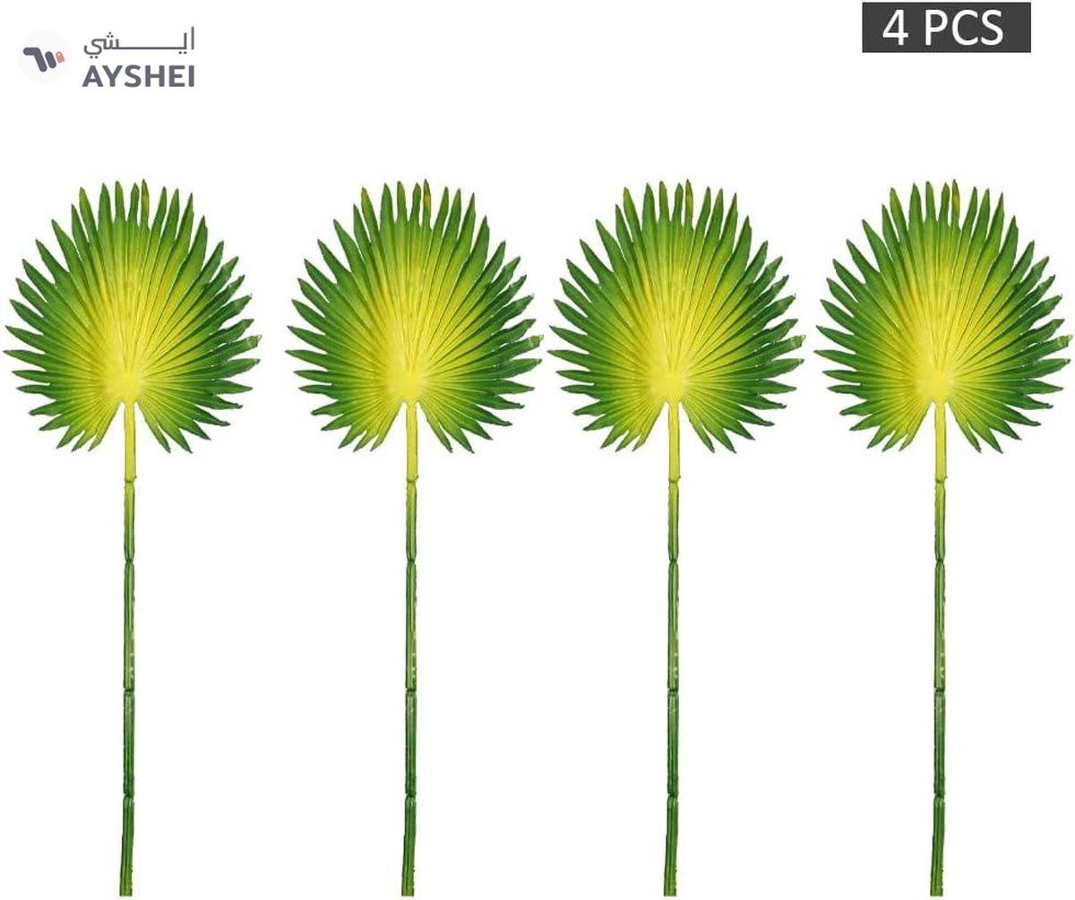 RAINTREE Multiuse Tropical Four Fan Palm Leaf Green 35x11cms Artificial Palm Leaves 4 Fan Leaf-2-2