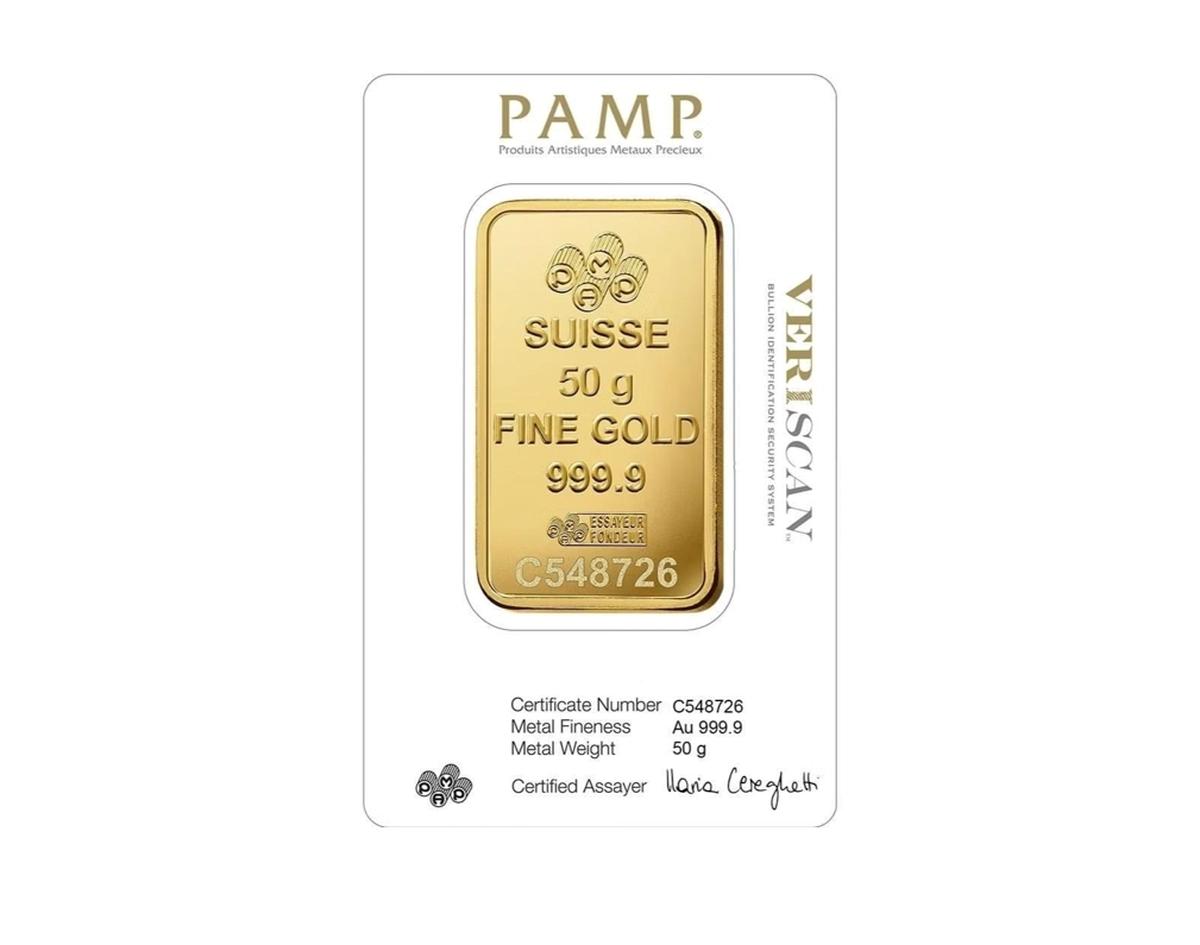 PAMP Swiss Made 24K(999.9) Pamp 50g Gold Bar-1-1