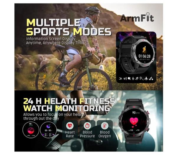 ARMFIT Hulk Smartwatch For Men, AMOLED Always On Display Bluetooth Calling Waterproof Fitness Watches Compatible With Android iOS Black