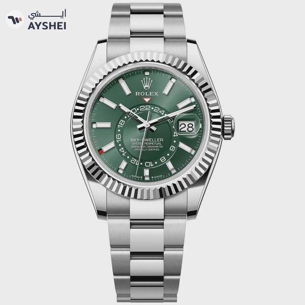 Rolex Sky-Dweller Steel & White gold Mint Green Dial Oyster bracelet