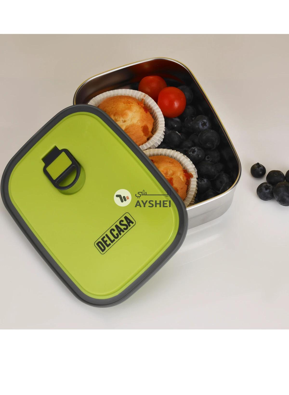 Delcasa 1100ML Stainless steel box Food Container lunch box DC2339 with polymer vent hole Lid-1-portrait