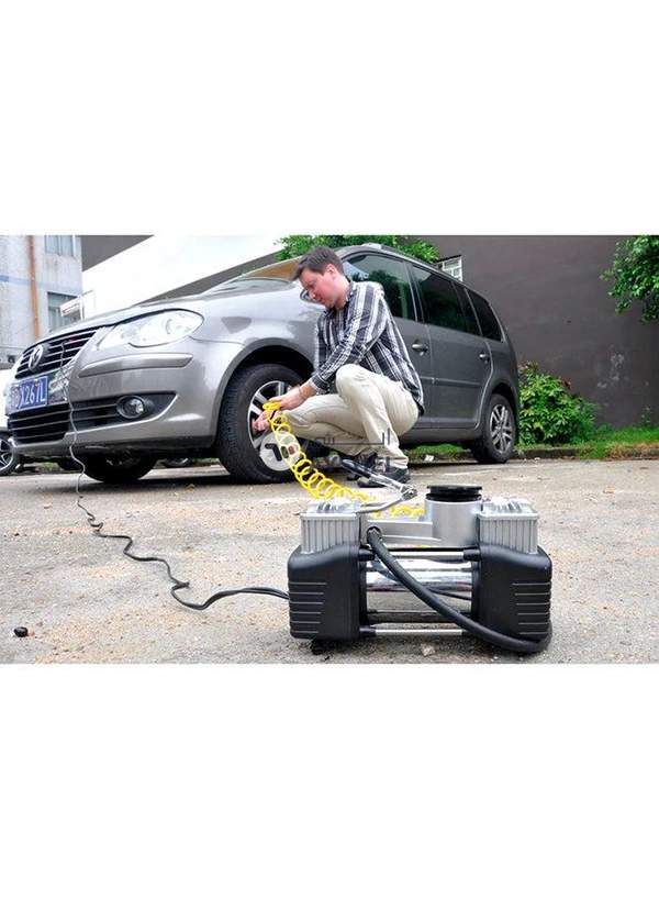 Generic 2 Cylinder Air Compressor And Vacuum Cleaner With USB Car Charger With Triple Socket