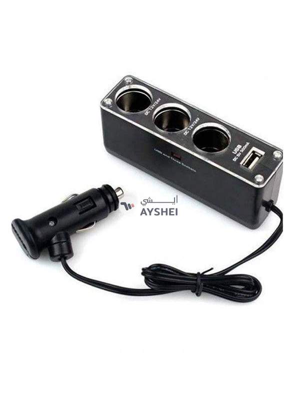 Generic 2 Cylinder Air Compressor And Vacuum Cleaner With USB Car Charger With Triple Socket