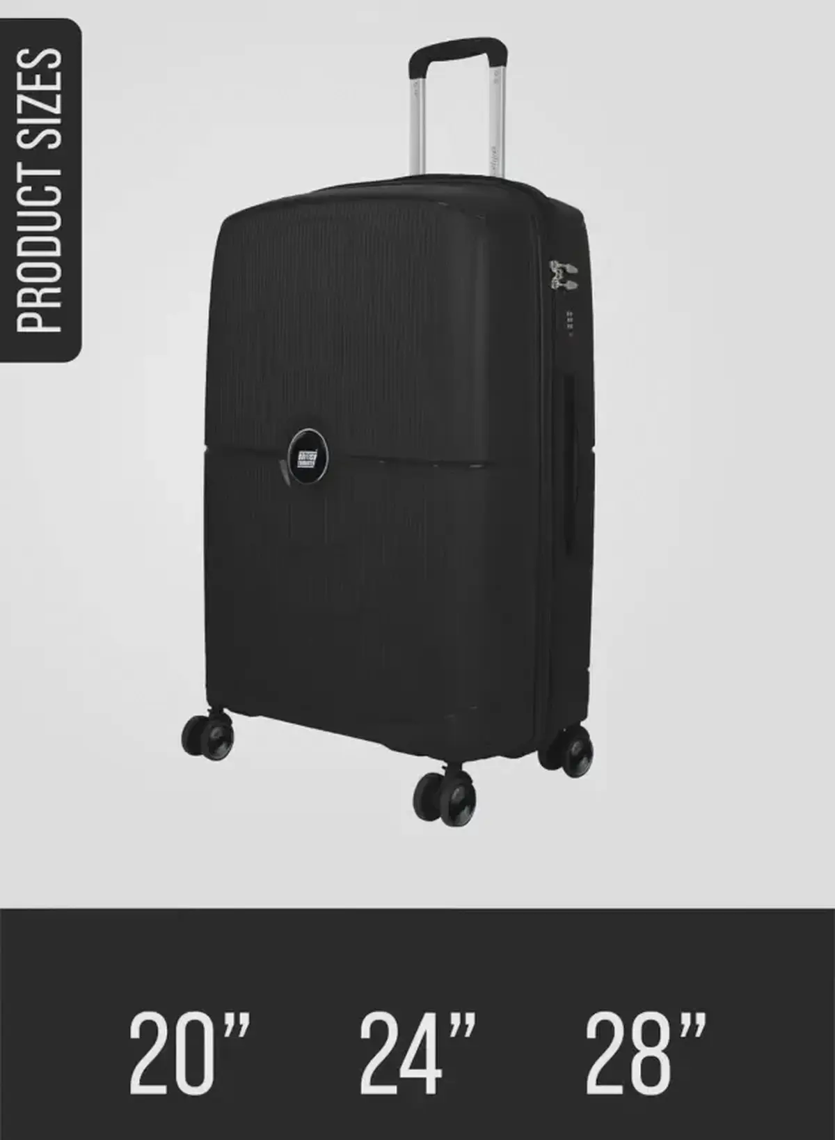British Tourister Polypropylene Hardshell Luggage Set 3-Piece Spinner – TSA Approved Lock |Lightweight & Durable 20/24/28 Inch (Small, Medium, Large) – Black-2-2