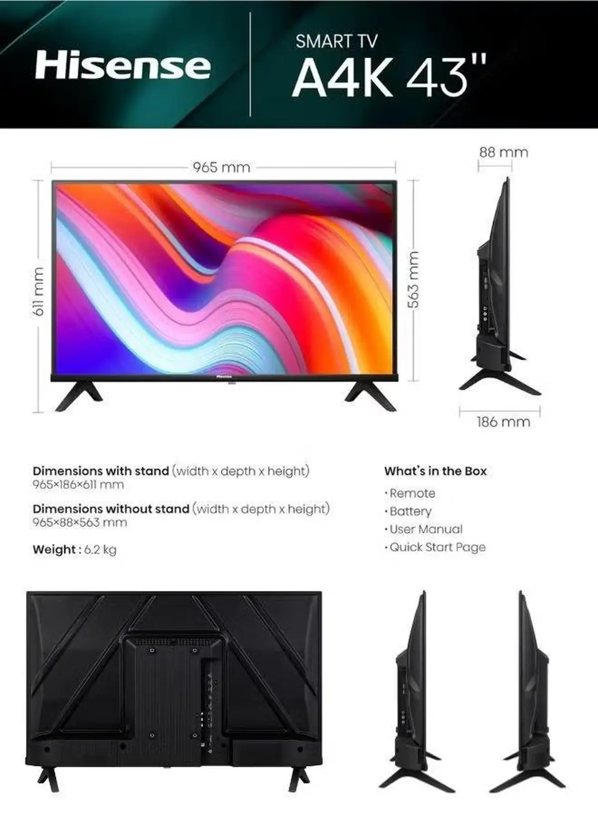 Hisense 43-Inch Full HD Smart LED TV | VIDAA OS, Bezel-less Design-5-5