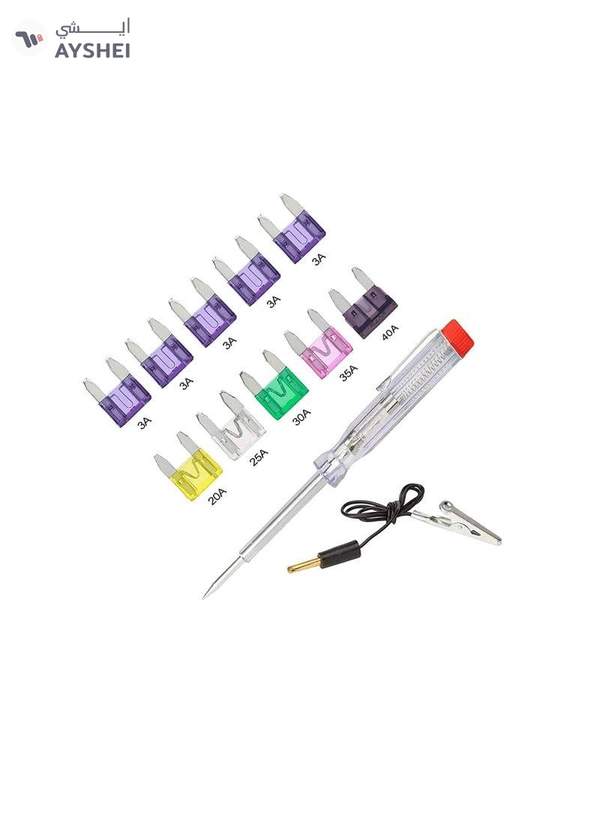 ABBASALI 10 PCS Car Motorcycle Blade Fuses with Tester Pen Tools Kit Clip